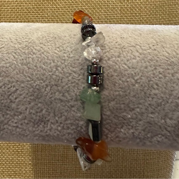 Multi-Color Genuine Gemstone Necklace & Bracelet Set, convertible - Picture 7 of 14
